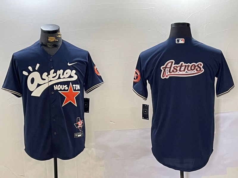 Men Houston Astros Blank Blue Second generation joint name Nike 2024 MLB Jersey style 4->->MLB Jersey